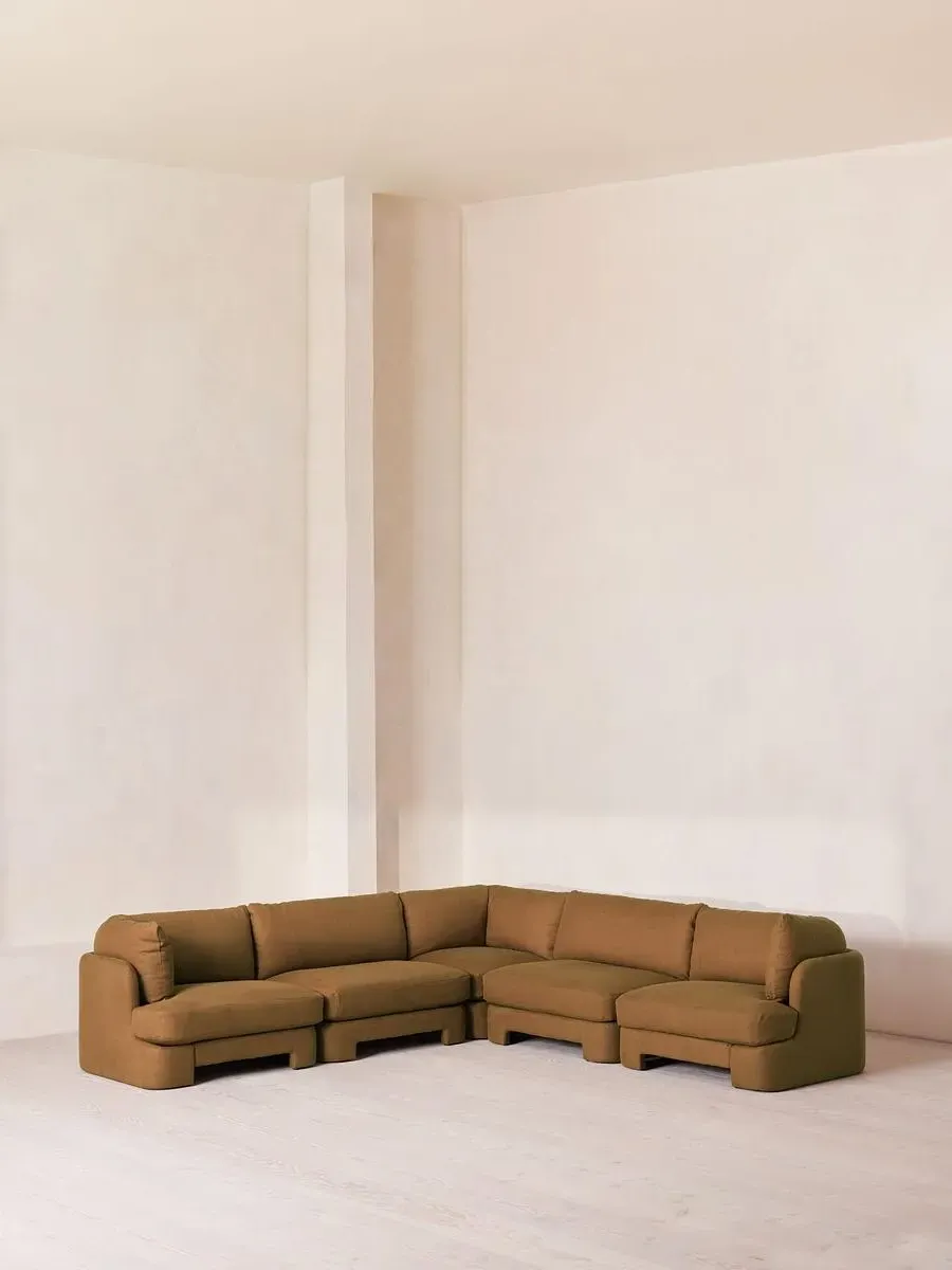 Corner Modular Sofa with Deep Sit - Ochre, Linen