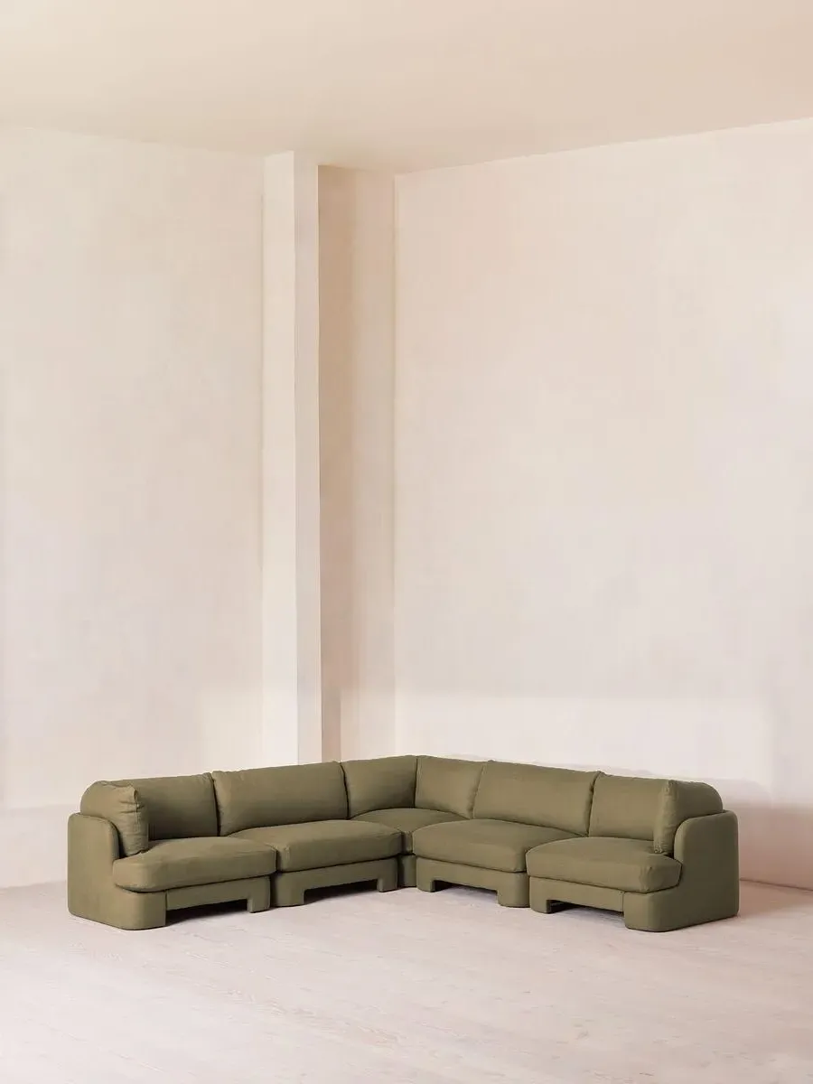 Corner Modular Sofa with Deep Sit - Sage, Linen