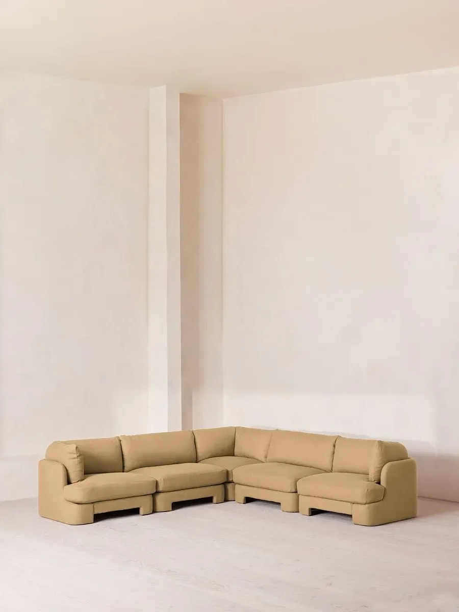 Corner Modular Sofa with Deep Sit - Wheat, Linen