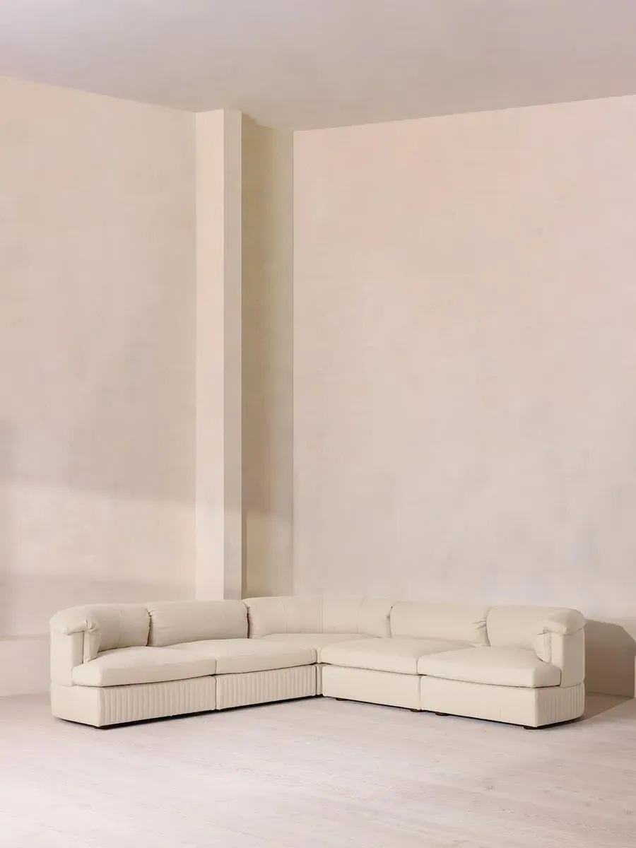 Corner Modular Sofa with Feather Cushions - Bisque, Linen image