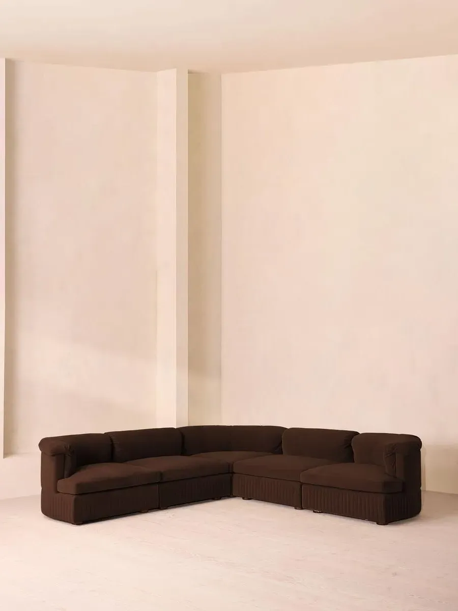 Corner Modular Sofa with Feather Cushions - Chocolate
