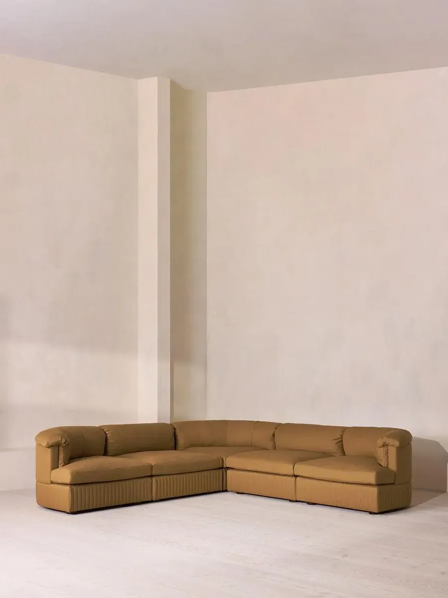 Corner Modular Sofa with Feather Cushions - Ochre, Linen