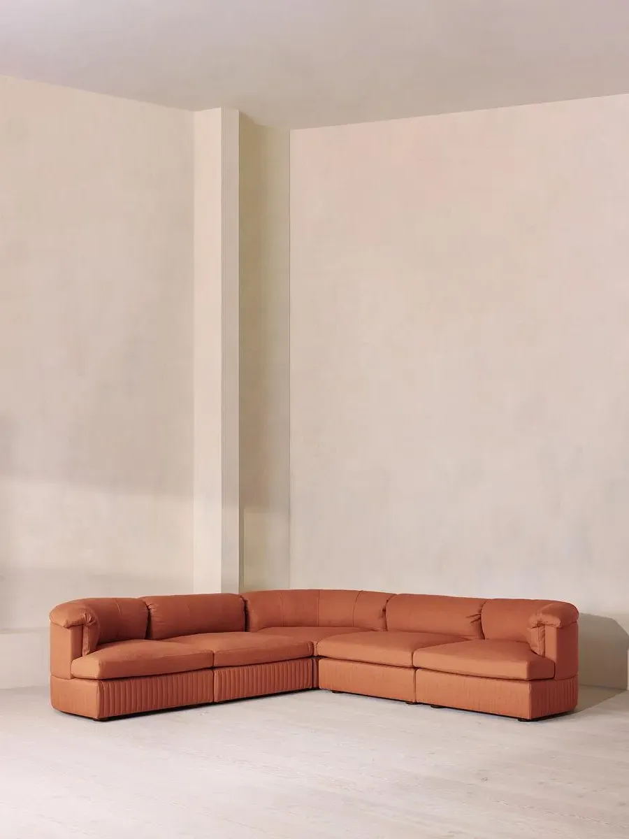 Corner Modular Sofa with Feather Cushions - Rose, Linen