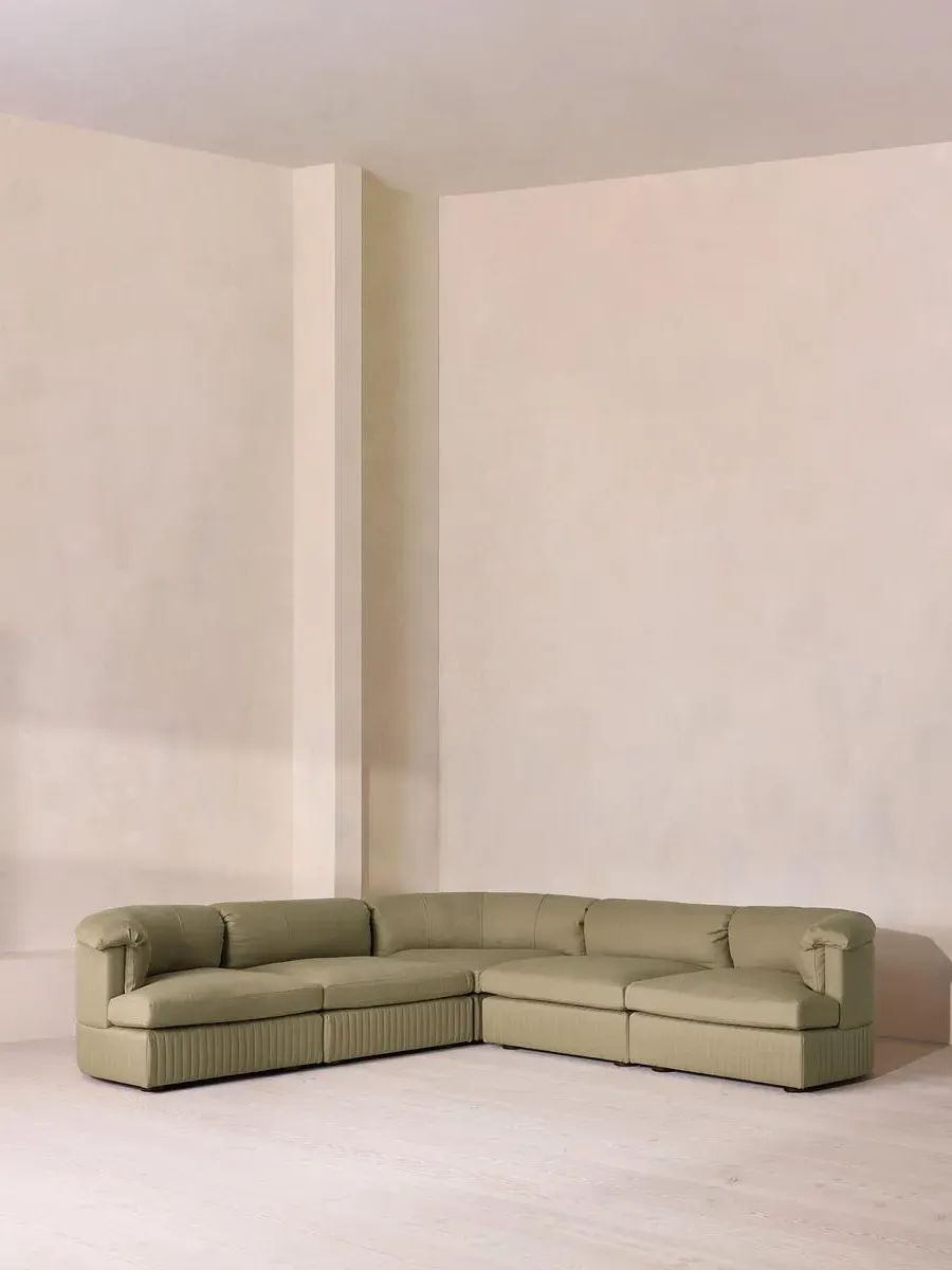 Corner Modular Sofa with Feather Cushions - Sage, Linen