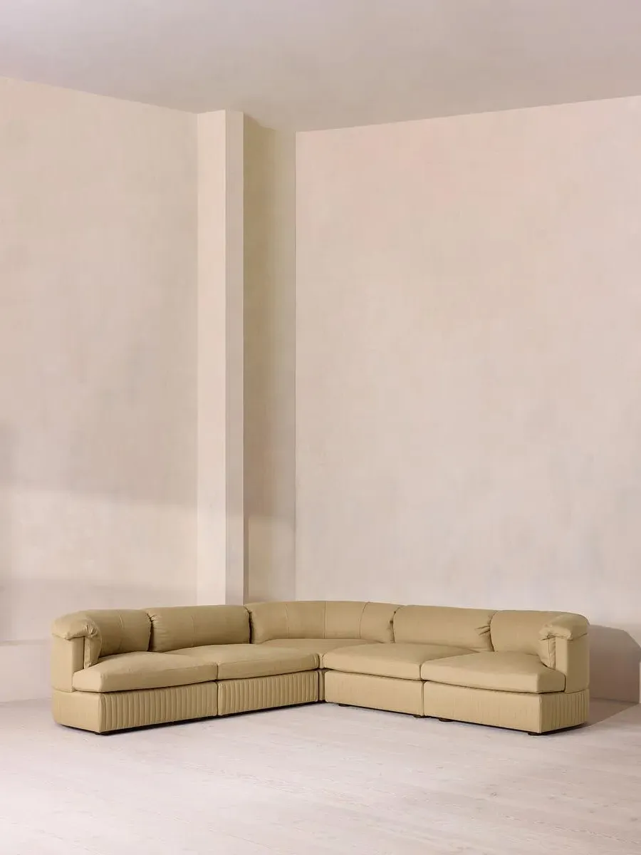 Corner Modular Sofa with Feather Cushions - Wheat, Linen