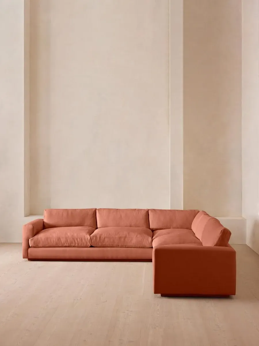Corner Sofa with Deep Seat - Antique Rose, Linen