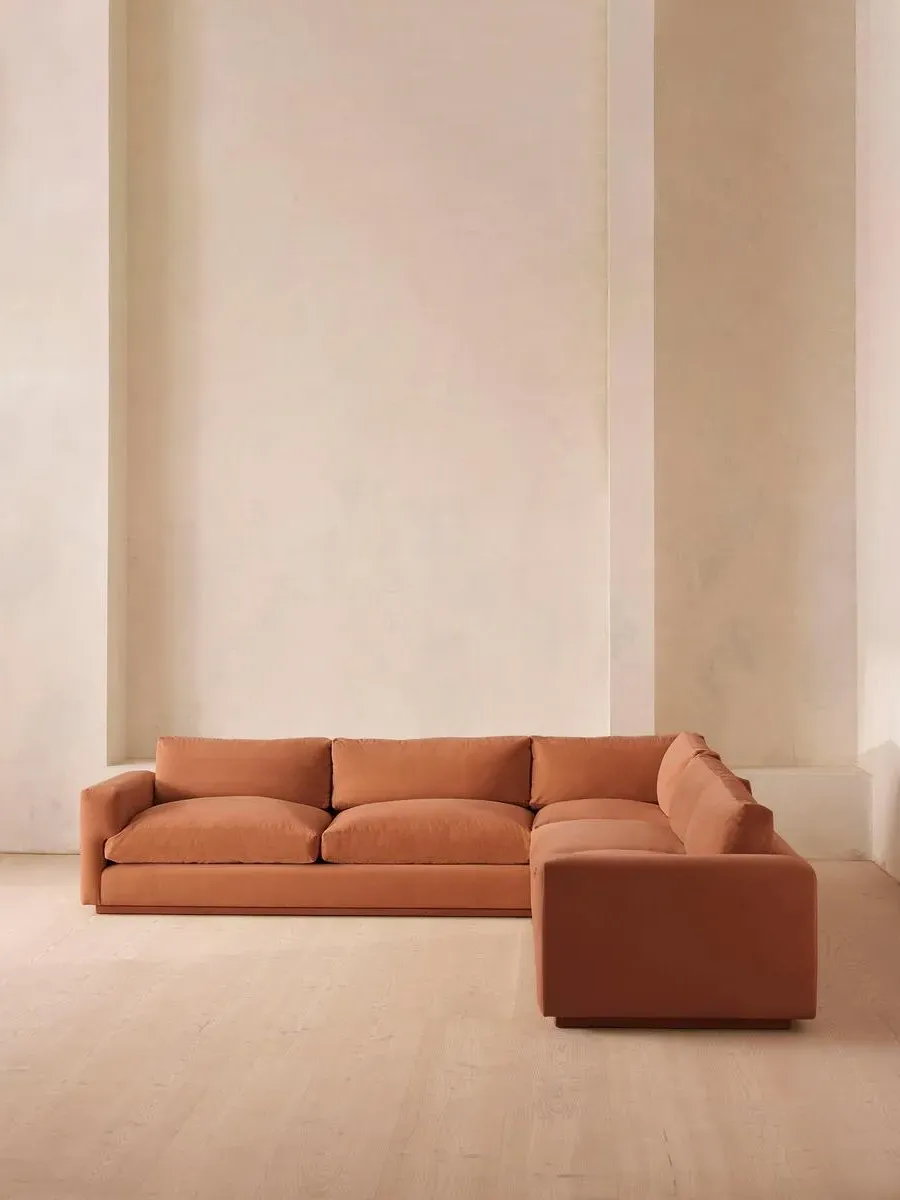 Corner Sofa with Deep Seat - Antique Rose, Velvet