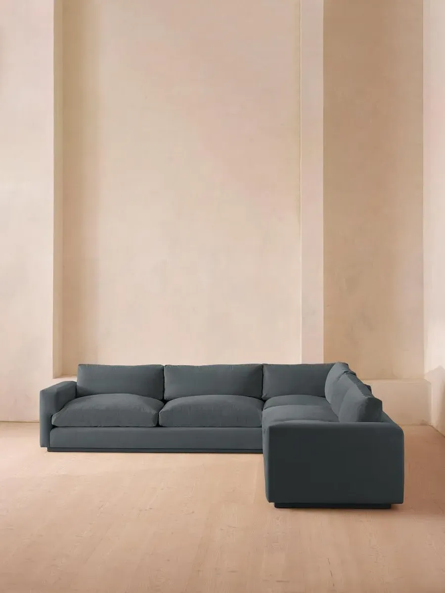 Corner Sofa with Deep Seat - Grey Blue, Velvet