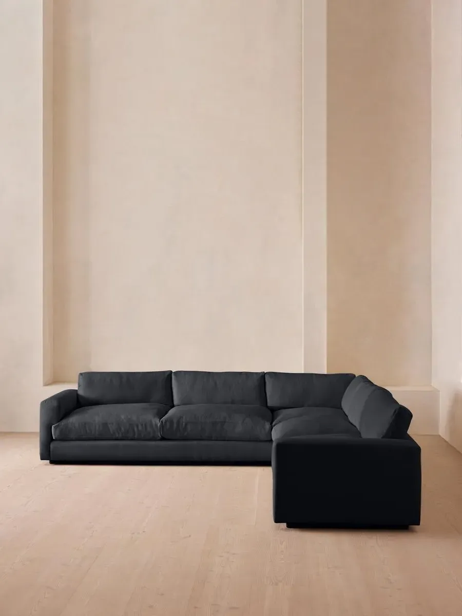 Corner Sofa with Deep Seat - Indigo, Linen