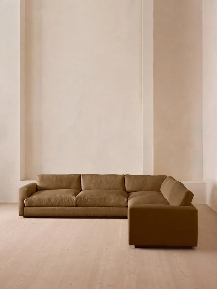 Corner Sofa with Deep Seat - Ochre, Linen