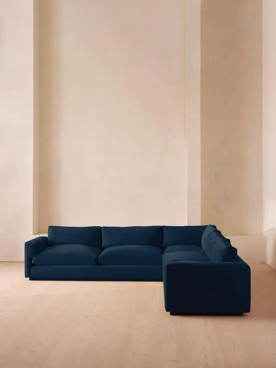 Corner Sofa with Deep Seat - Royal Blue, Velvet