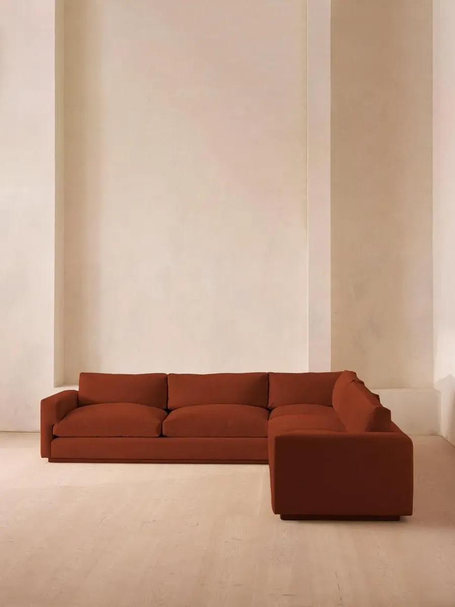 Corner Sofa with Deep Seat - Rust, Velvet