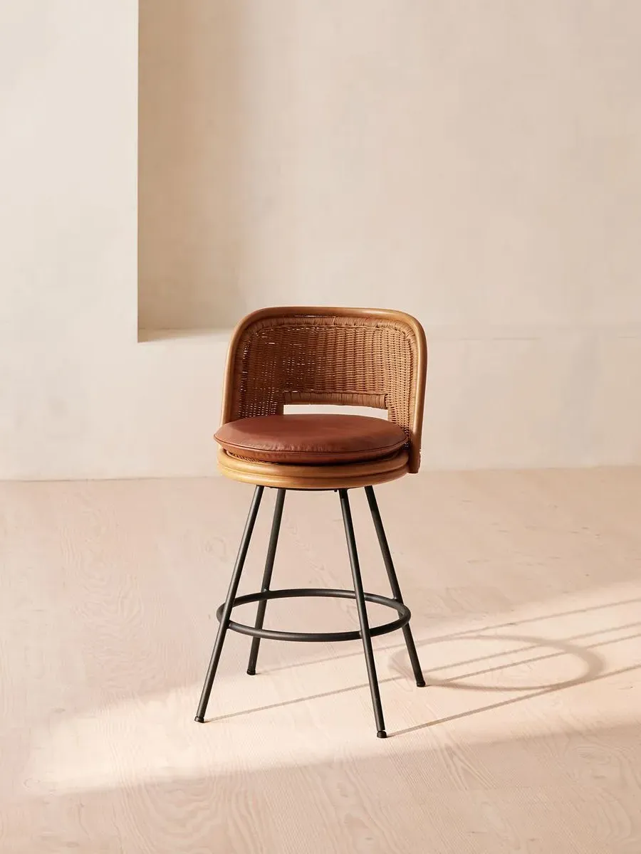Counter Stool with Swivel Seat - Natural Rattan image