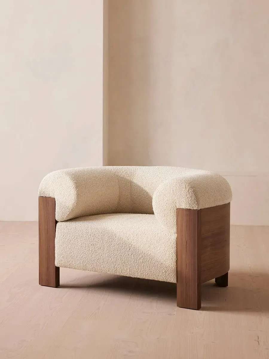 Curved Armchair - Walnut, Boucle image