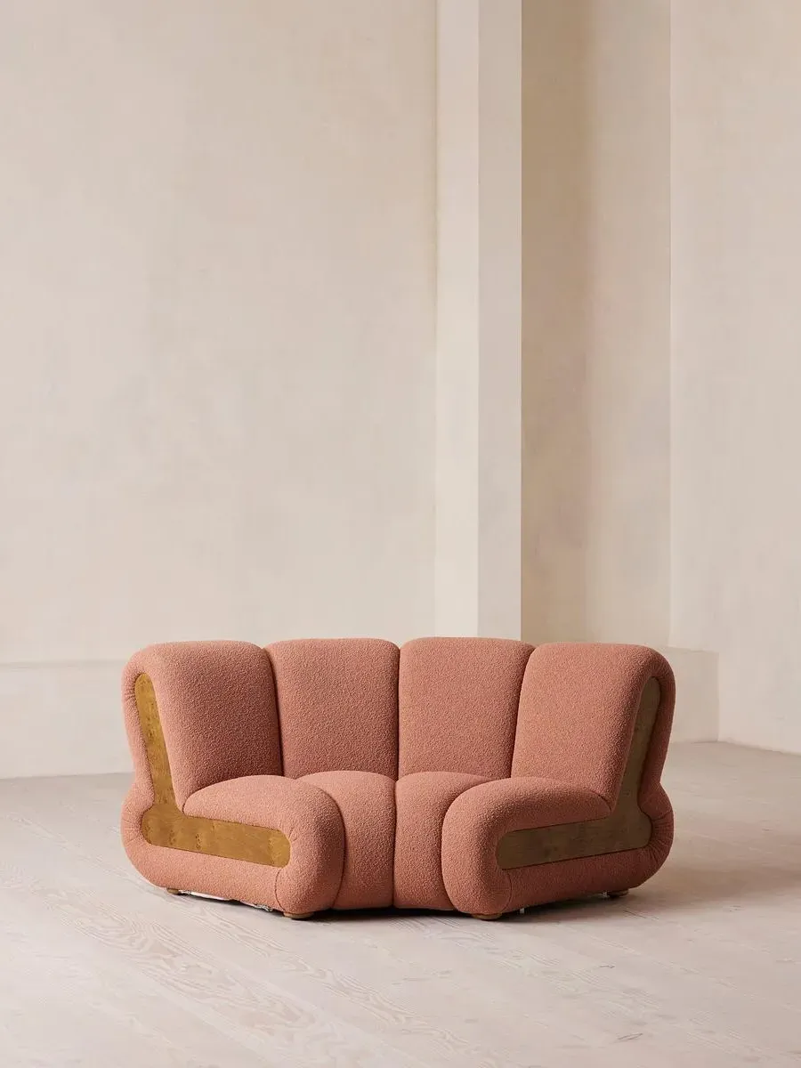 Curved Modular Armchair - Coral, Boucle