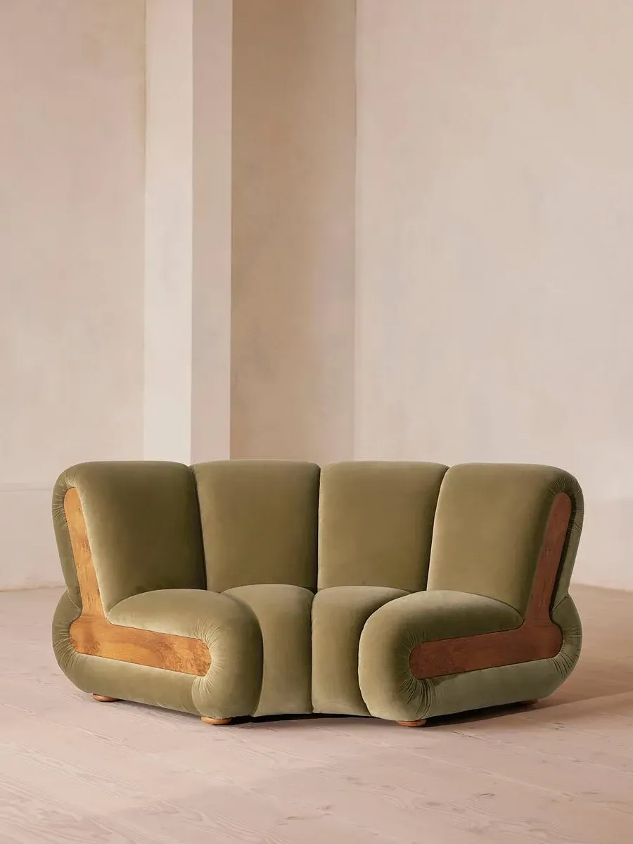 Curved Modular Armchair - Lichen, Velvet
