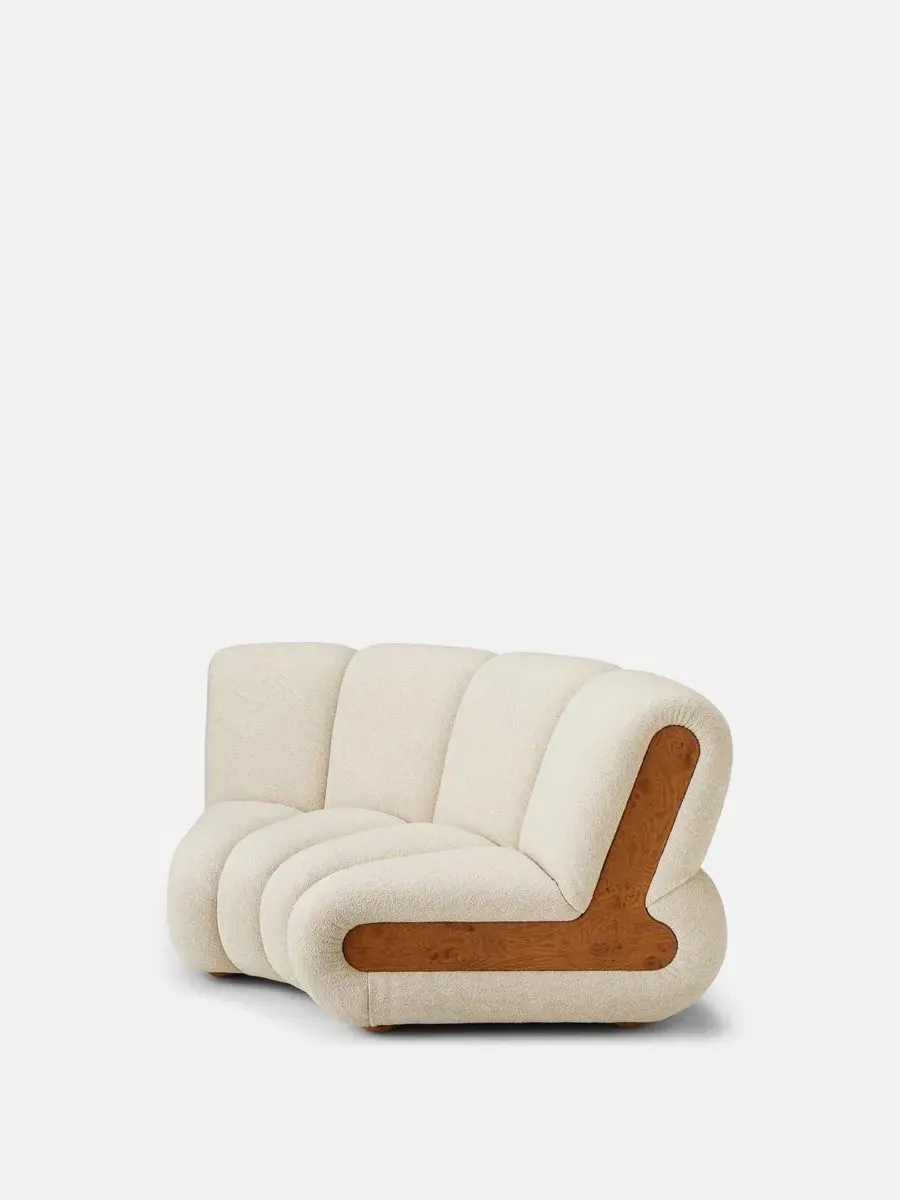 Curved Modular Armchair - Natural, Boucle