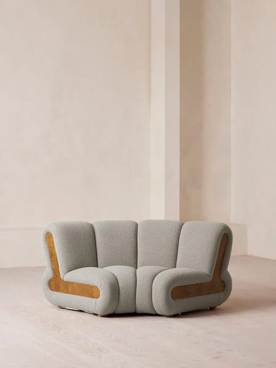 Curved Modular Armchair - Pistachio, Boucle