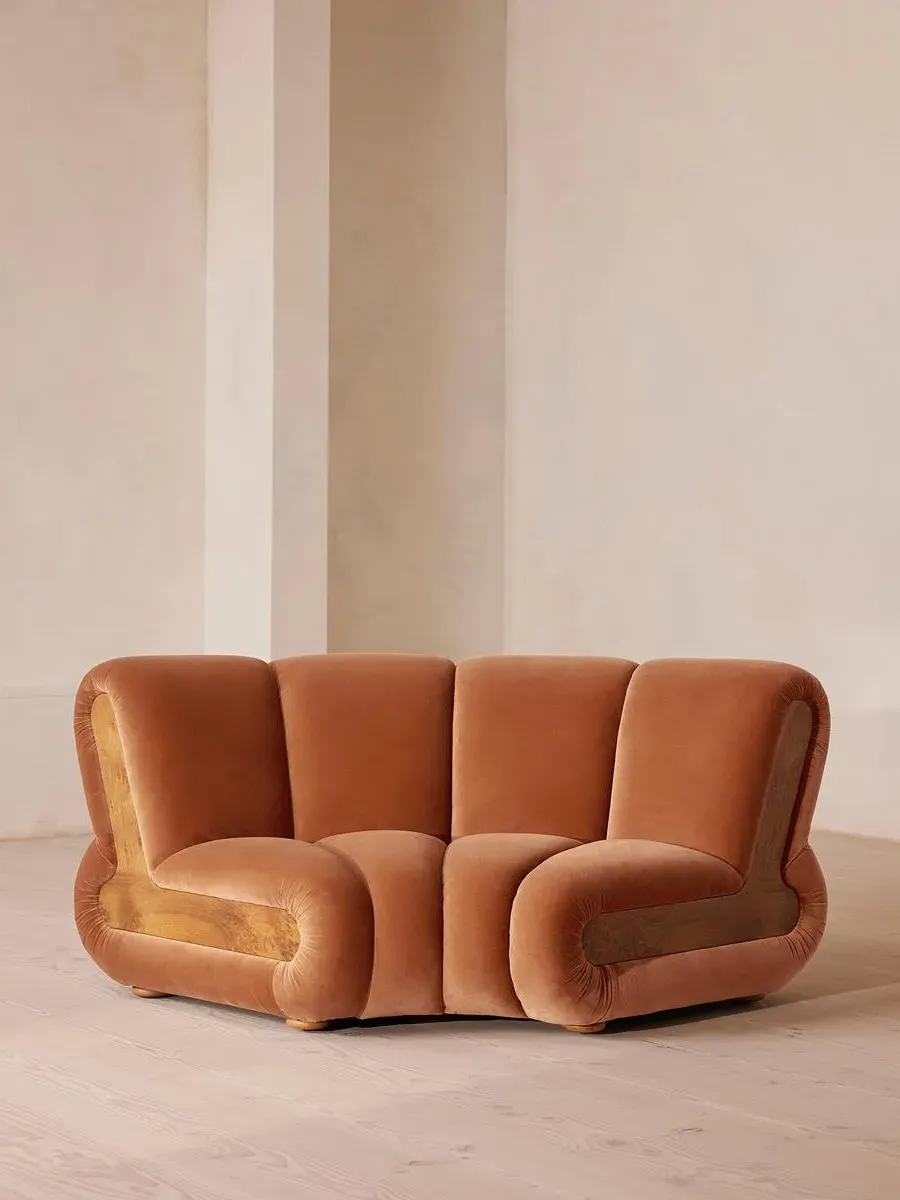 Curved Modular Armchair - Rose, Velvet