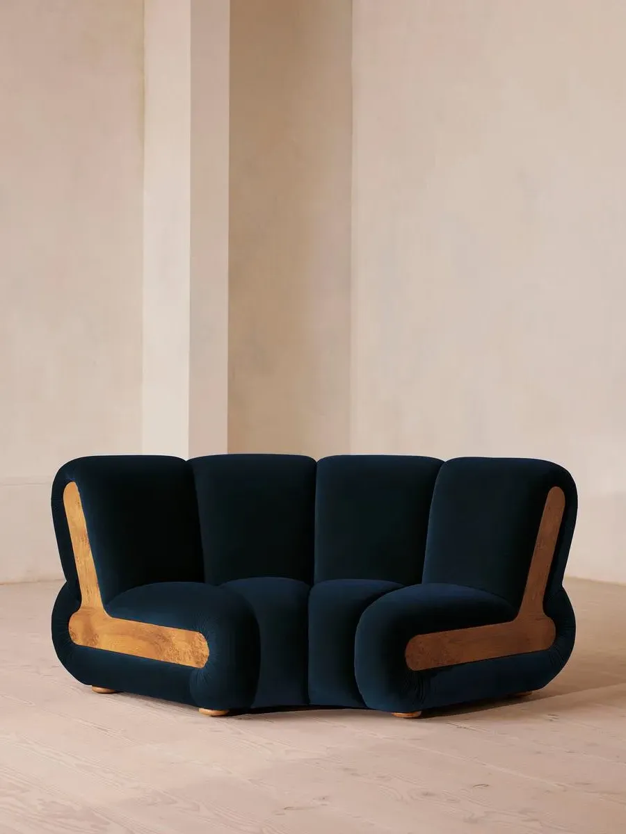 Curved Modular Armchair - Royal Blue, Velvet