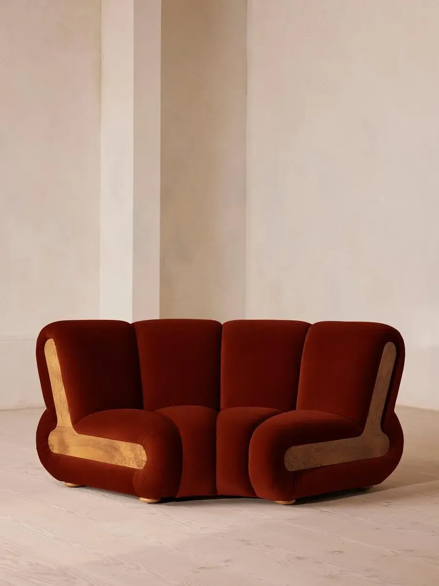 Curved Modular Armchair - Rust, Velvet
