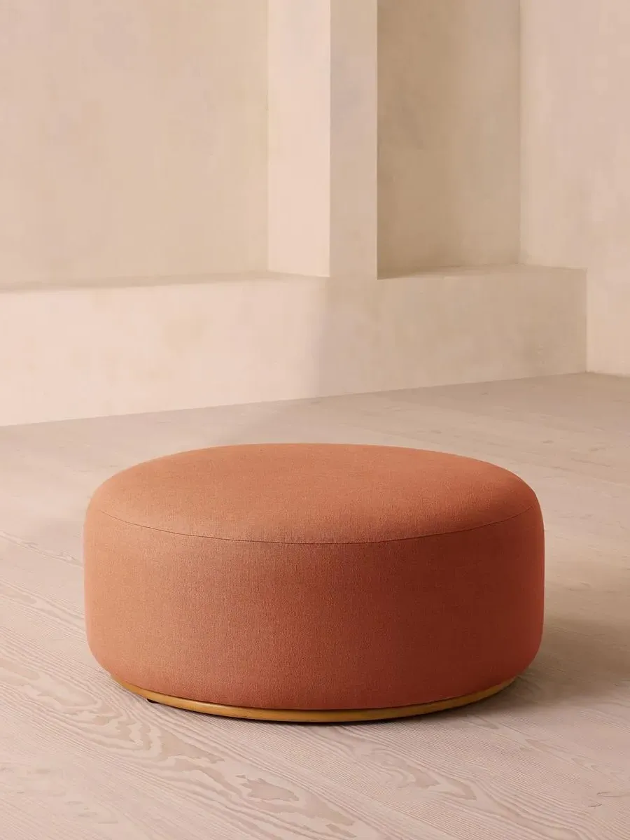 Curved Ottoman - Antique Rose, Linen