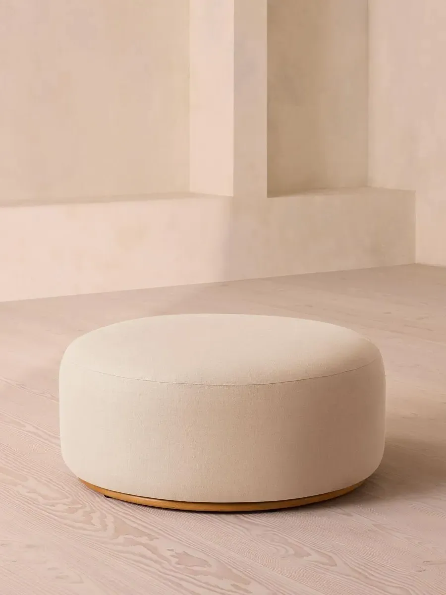 Curved Ottoman - Bisque, Linen