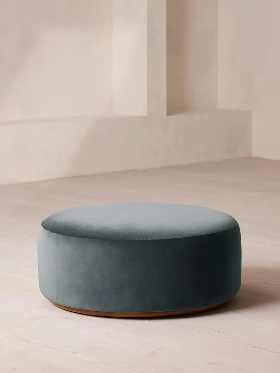 Curved Ottoman - Grey Blue, Velvet