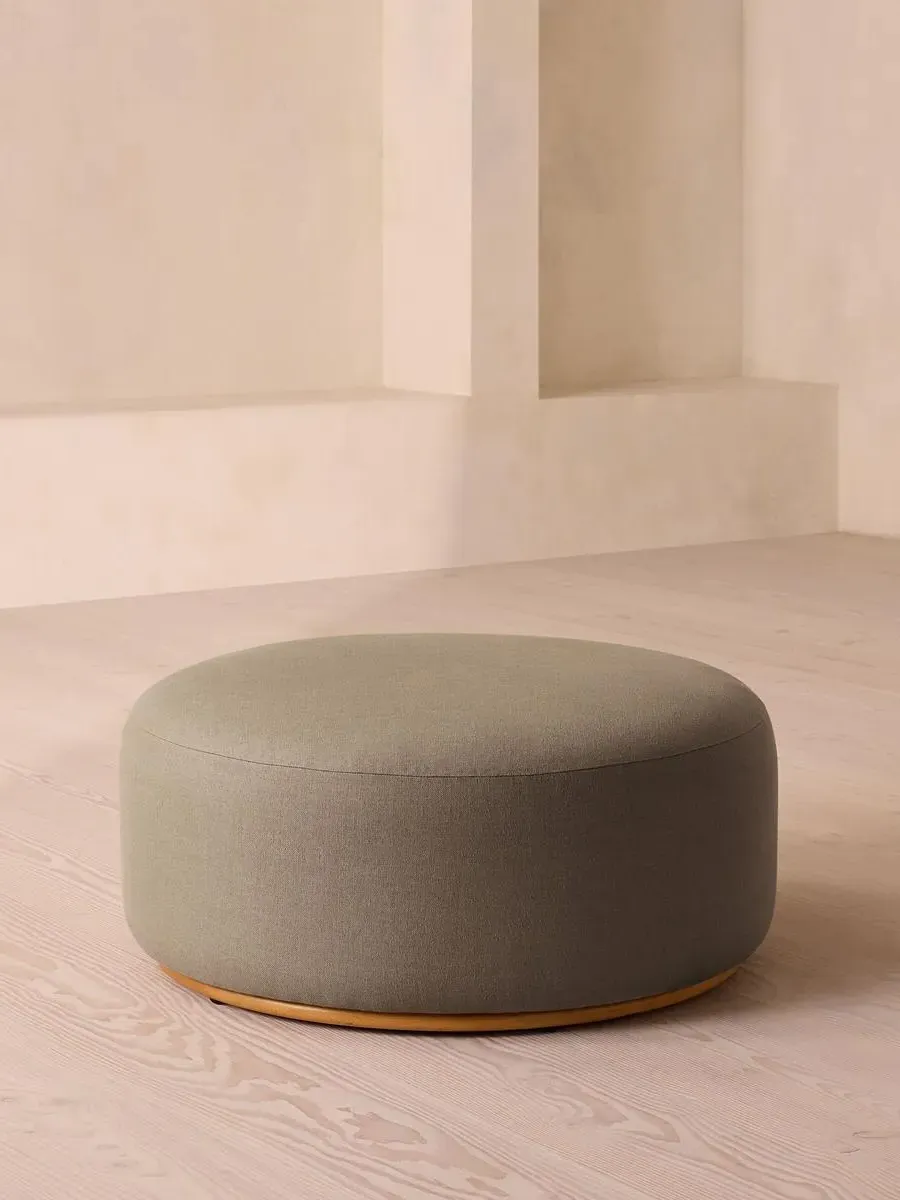 Curved Ottoman - Mushroom, Linen