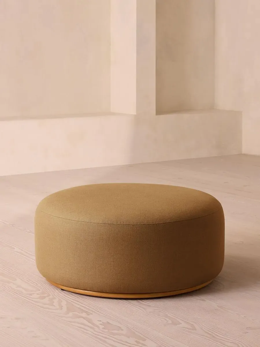Curved Ottoman - Ochre, Linen