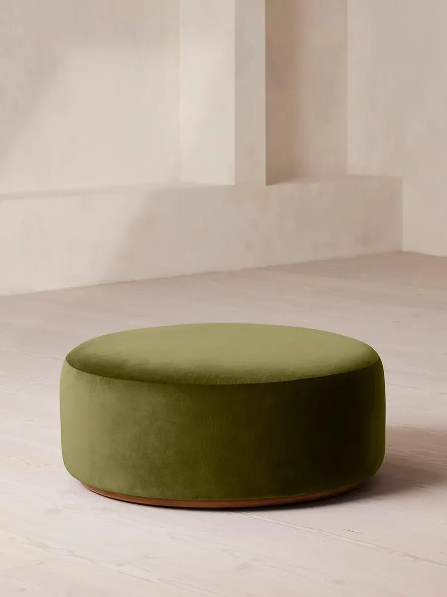 Curved Ottoman - Olive, Velvet