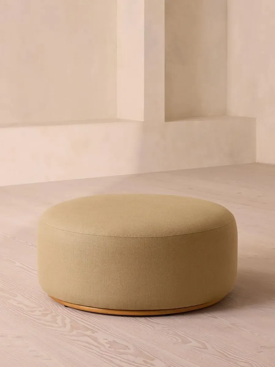 Curved Ottoman - Wheat, Linen