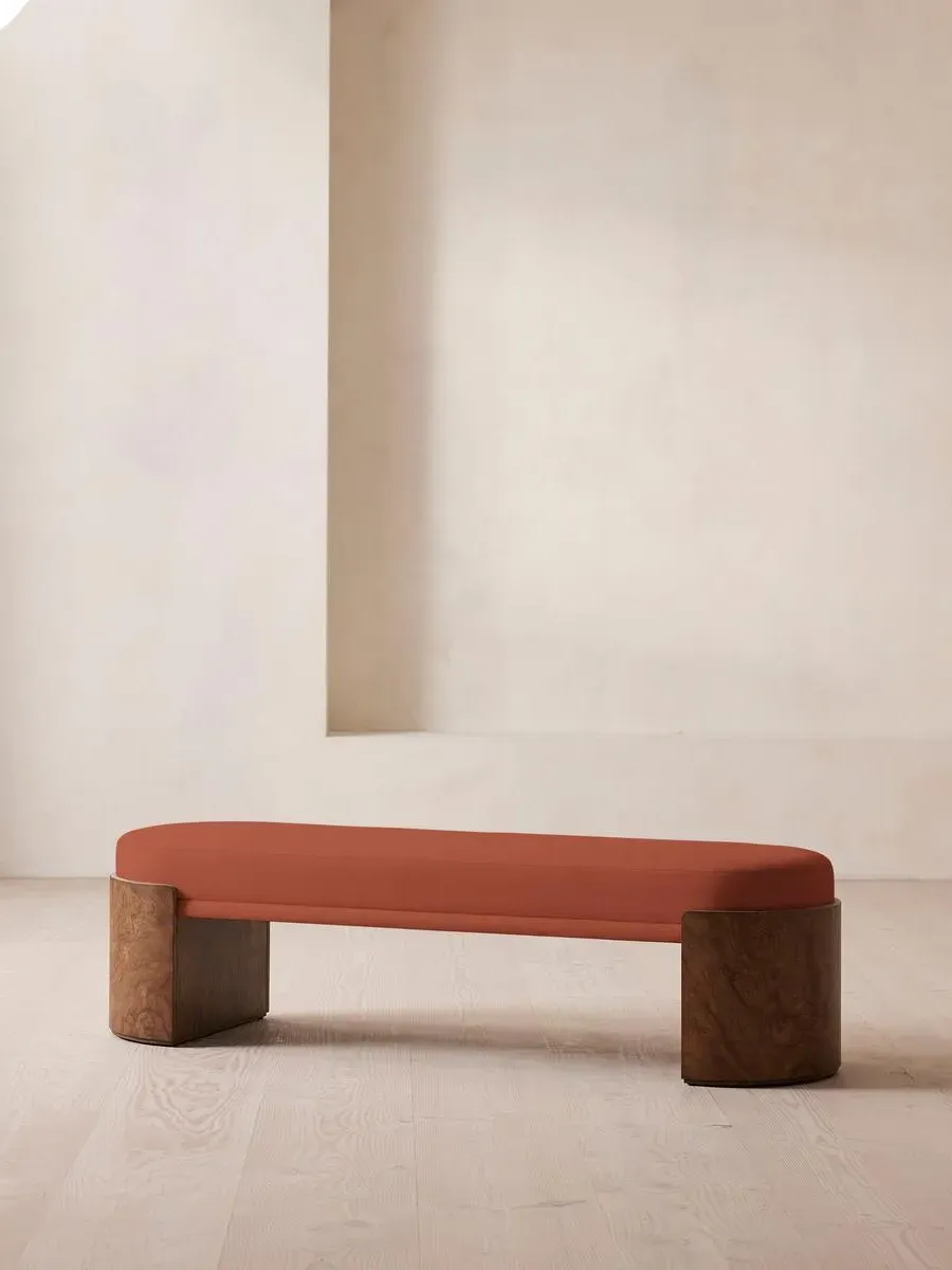 Cushioned Bench with Legs - Antique Rose, Linen image