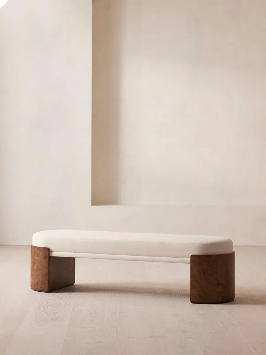 Cushioned Bench with Legs - Bisque, Linen