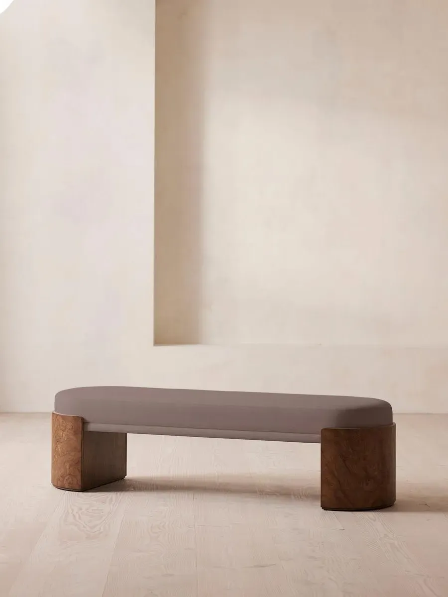 Cushioned Bench with Legs - Mushroom, Velvet
