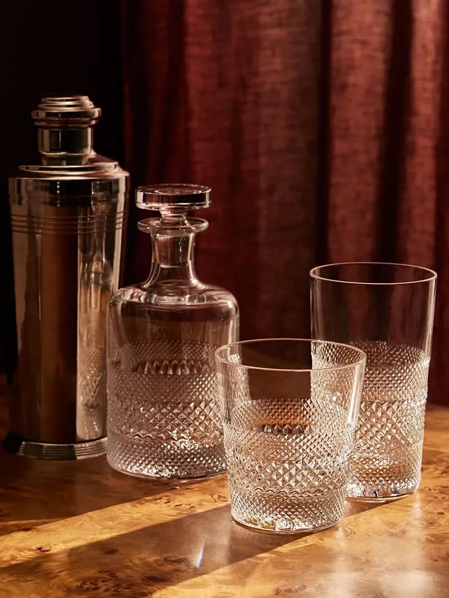 Cut Crystal Rocks Glass Set - Clear Crystal