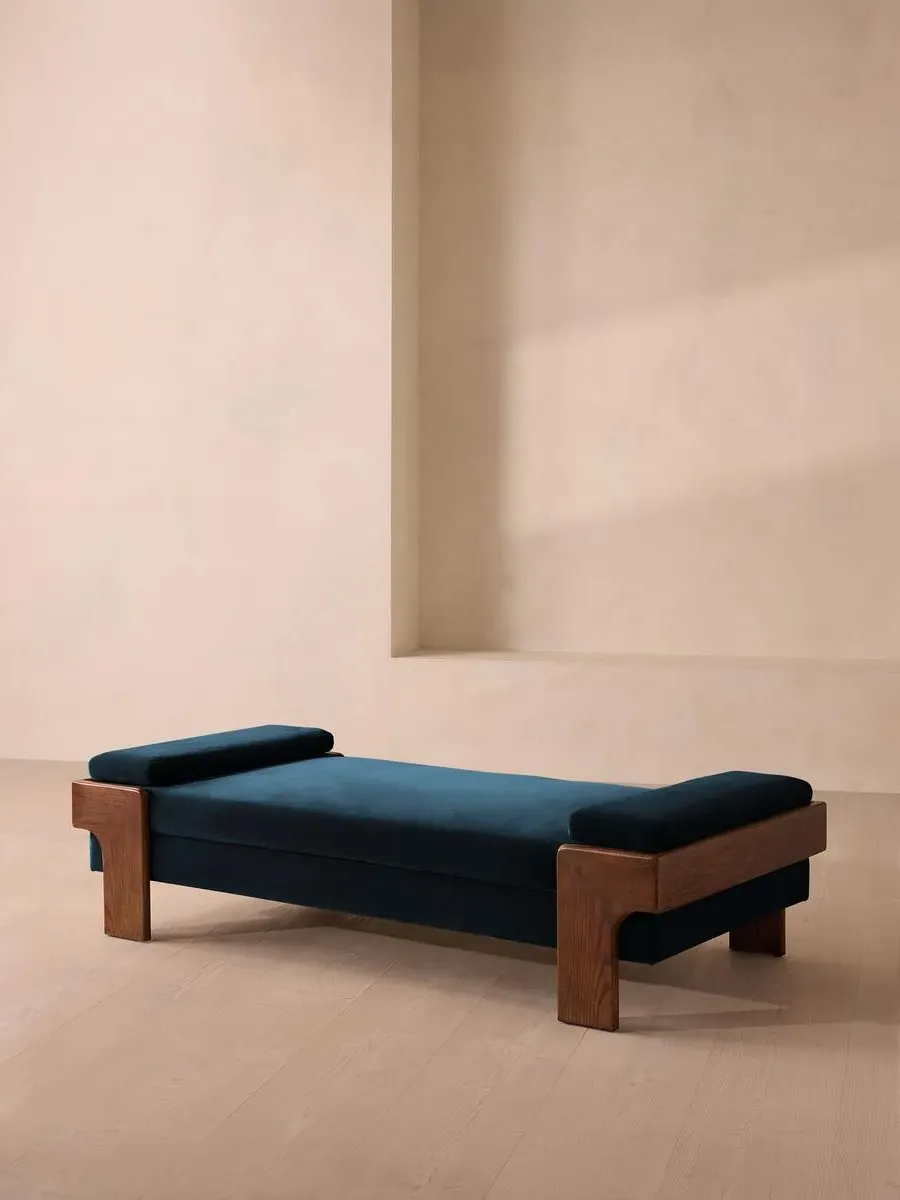 Daybed with Bolster Cushions - Blue, Velvet image