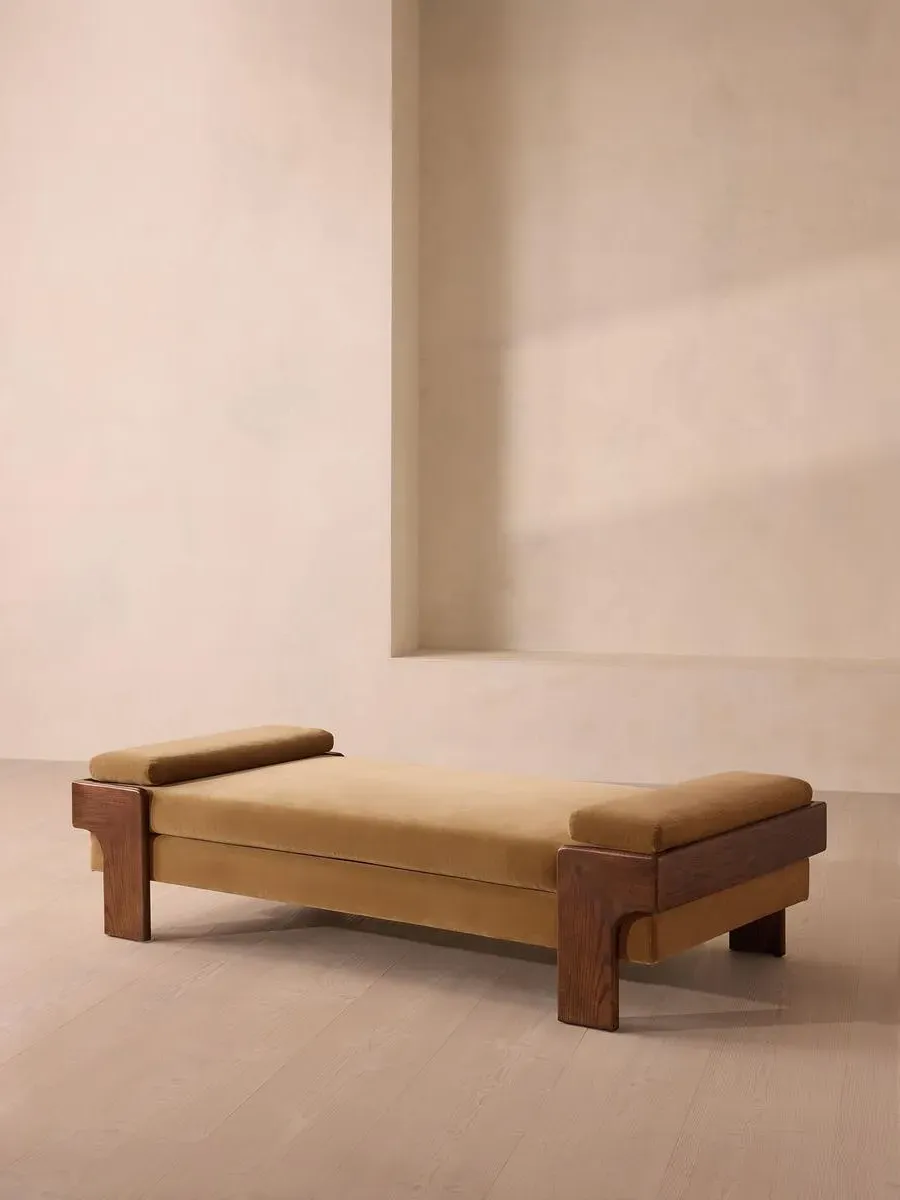 Daybed with Bolster Cushions - Camel, Velvet