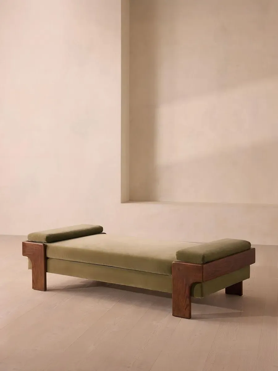 Daybed with Bolster Cushions - Lichen, Velvet