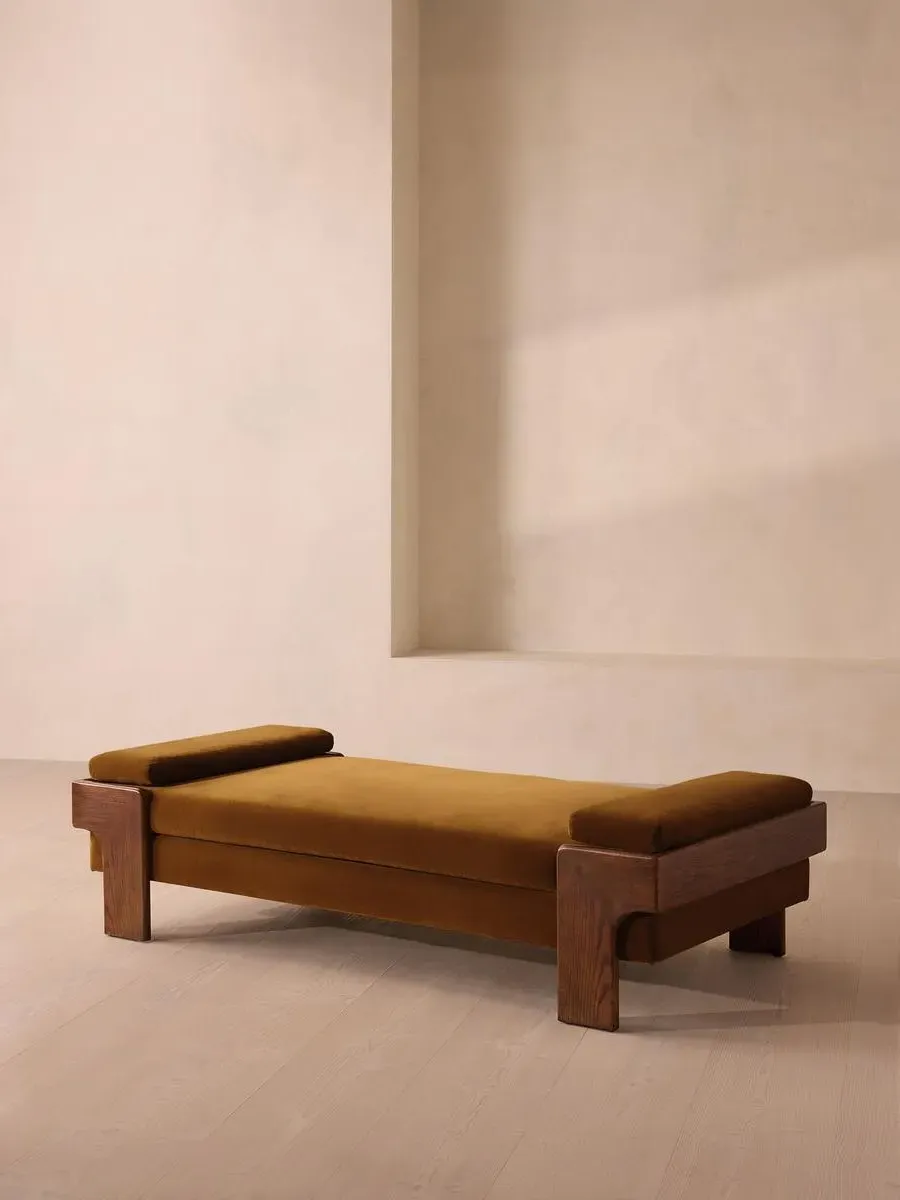 Daybed with Bolster Cushions - Mustard, Velvet