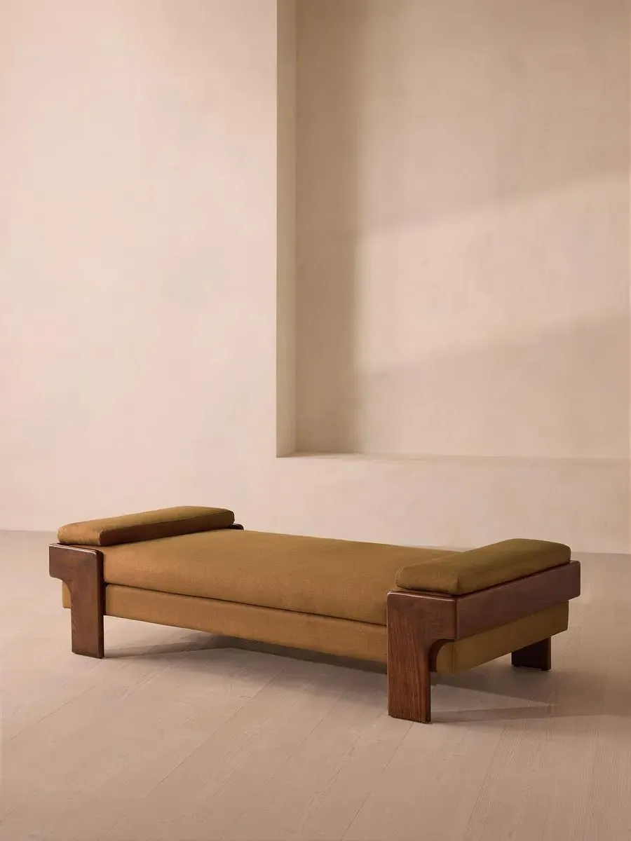 Daybed with Bolster Cushions - Ochre, Linen