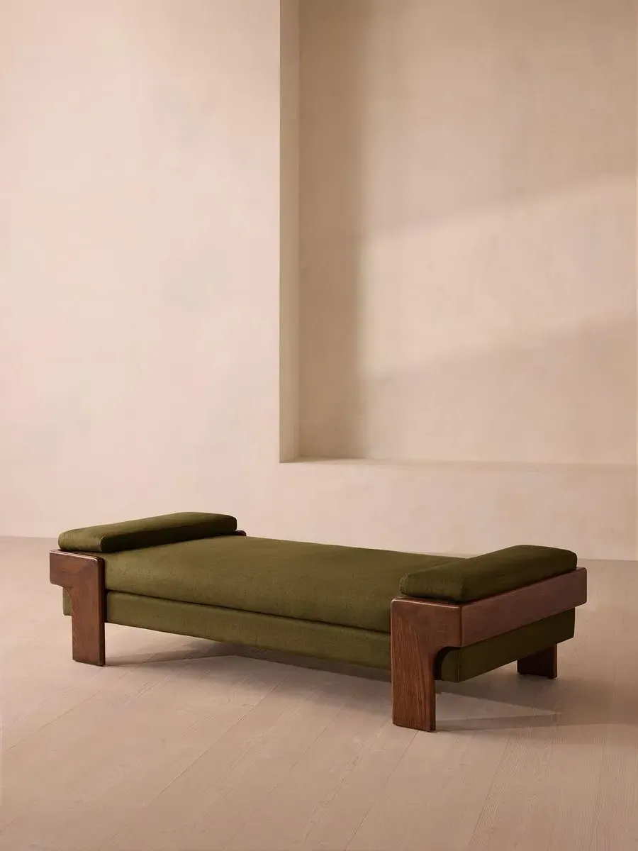Daybed with Bolster Cushions - Olive, Linen