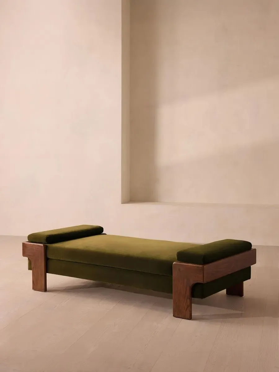 Daybed with Bolster Cushions - Olive, Velvet