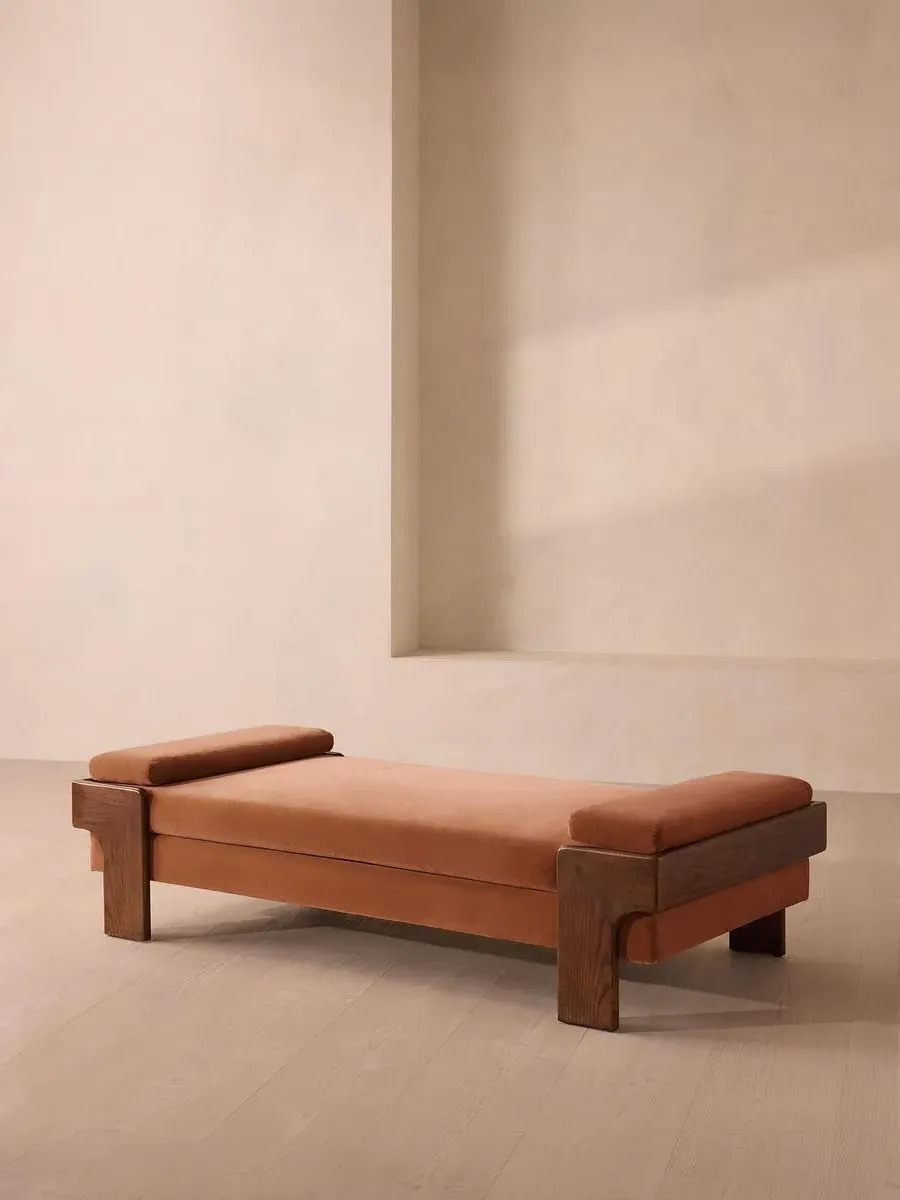Daybed with Bolster Cushions - Rose, Velvet