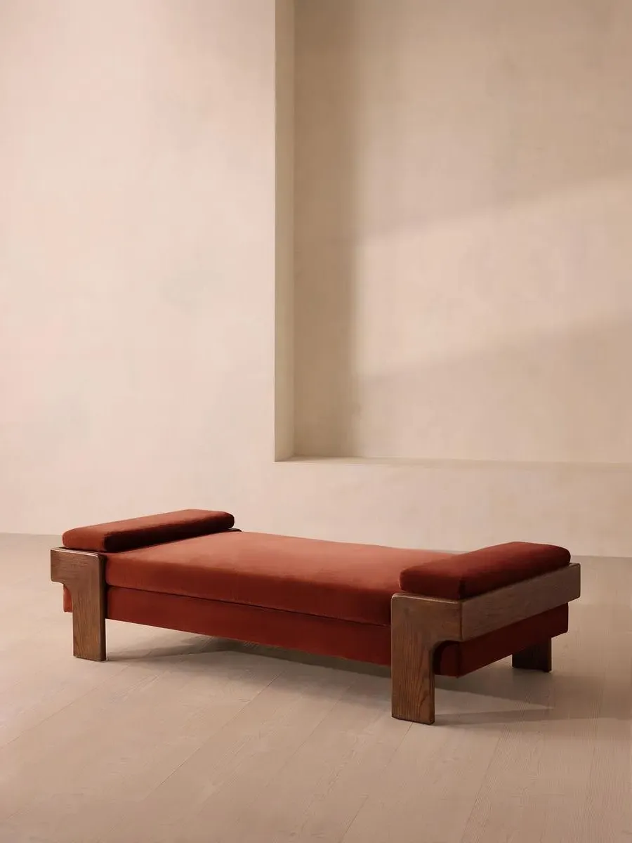 Daybed with Bolster Cushions - Rust, Velvet