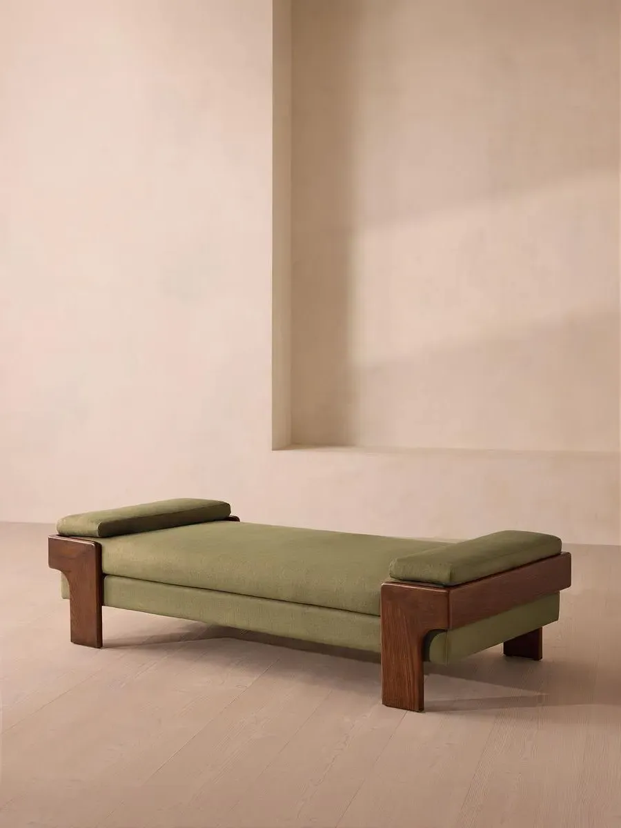 Daybed with Bolster Cushions - Sage, Linen
