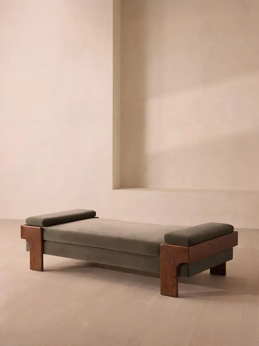 Daybed with Bolster Cushions - Taupe, Velvet