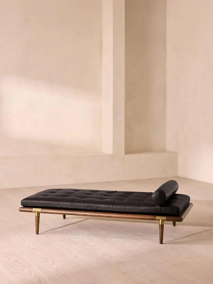 Daybed with Brass Details - Black, Leather