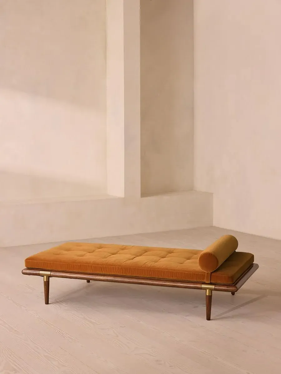 Daybed with Brass Details - Mustard, Velvet
