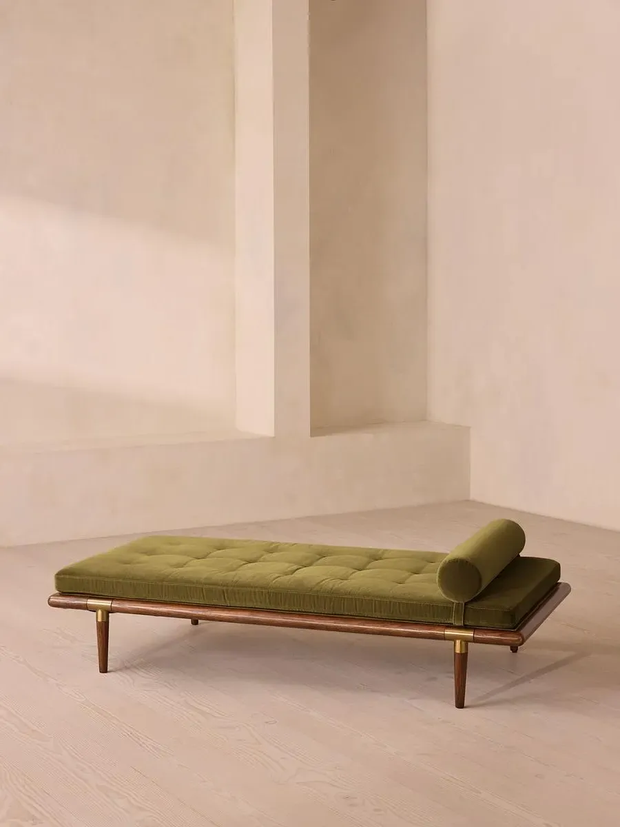 Daybed with Brass Details - Olive, Velvet